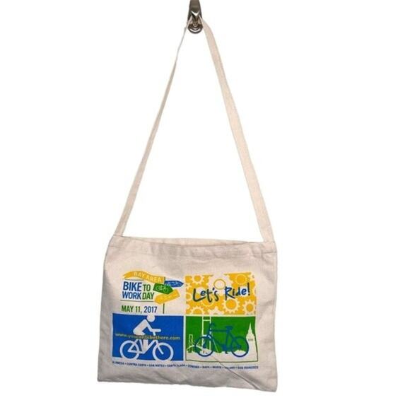 Bay Area California Bike to Work One Shoulder Canvas Tote - Picture 1 of 6